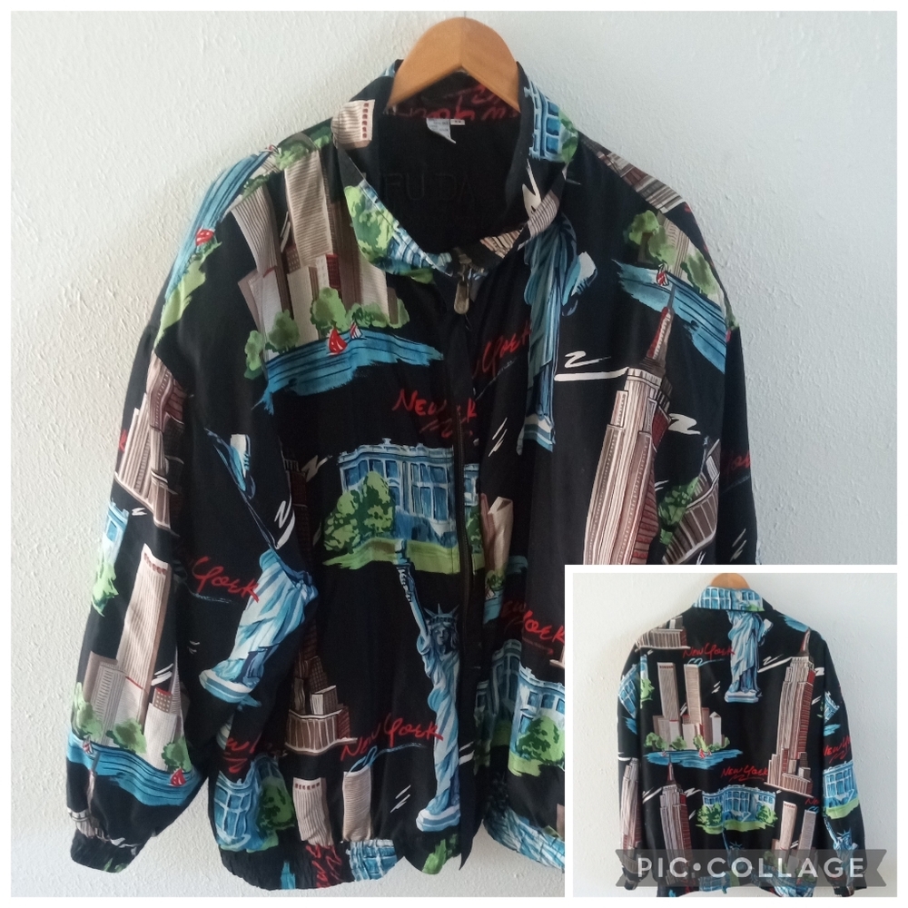 FUDA International Vintage New York City Silk Bomber Jacket | 2X - Picture 3 of 12